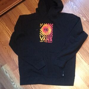 Vans Black Hoodie with Sunflower Graphic